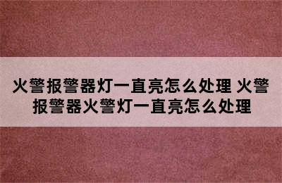 火警报警器灯一直亮怎么处理 火警报警器火警灯一直亮怎么处理